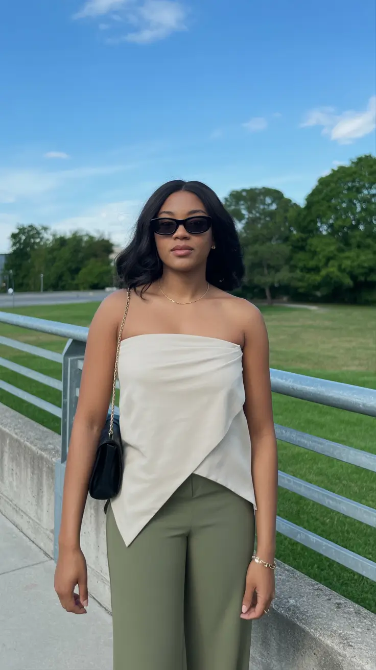 cute black girl spring outfits 2026 - Strapless Neutrals