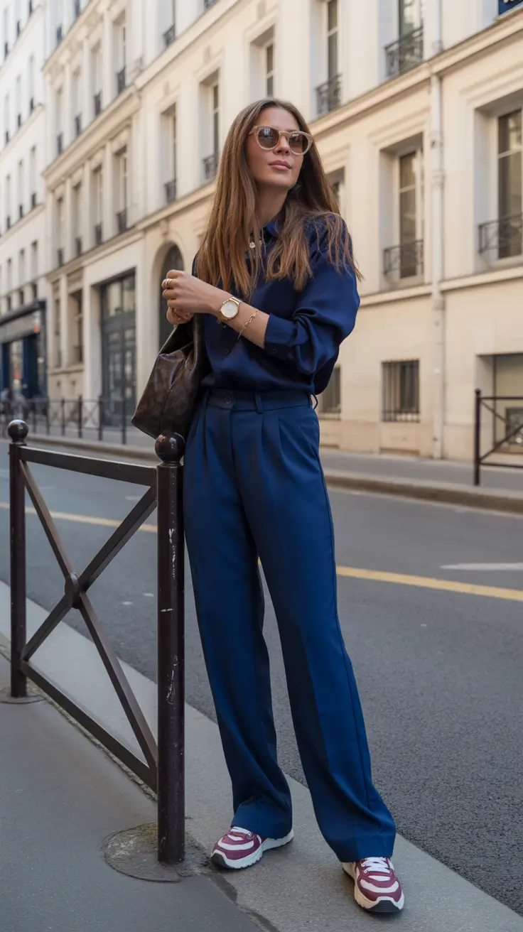 cute rainy spring outfit 2026 Navy Monochrome With a Parisian Twist