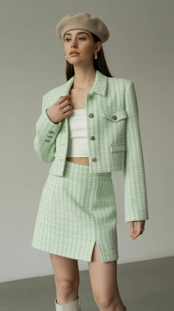cute warm spring outfits 2026 Soft Mint Tailoring With a Vintage Whisper