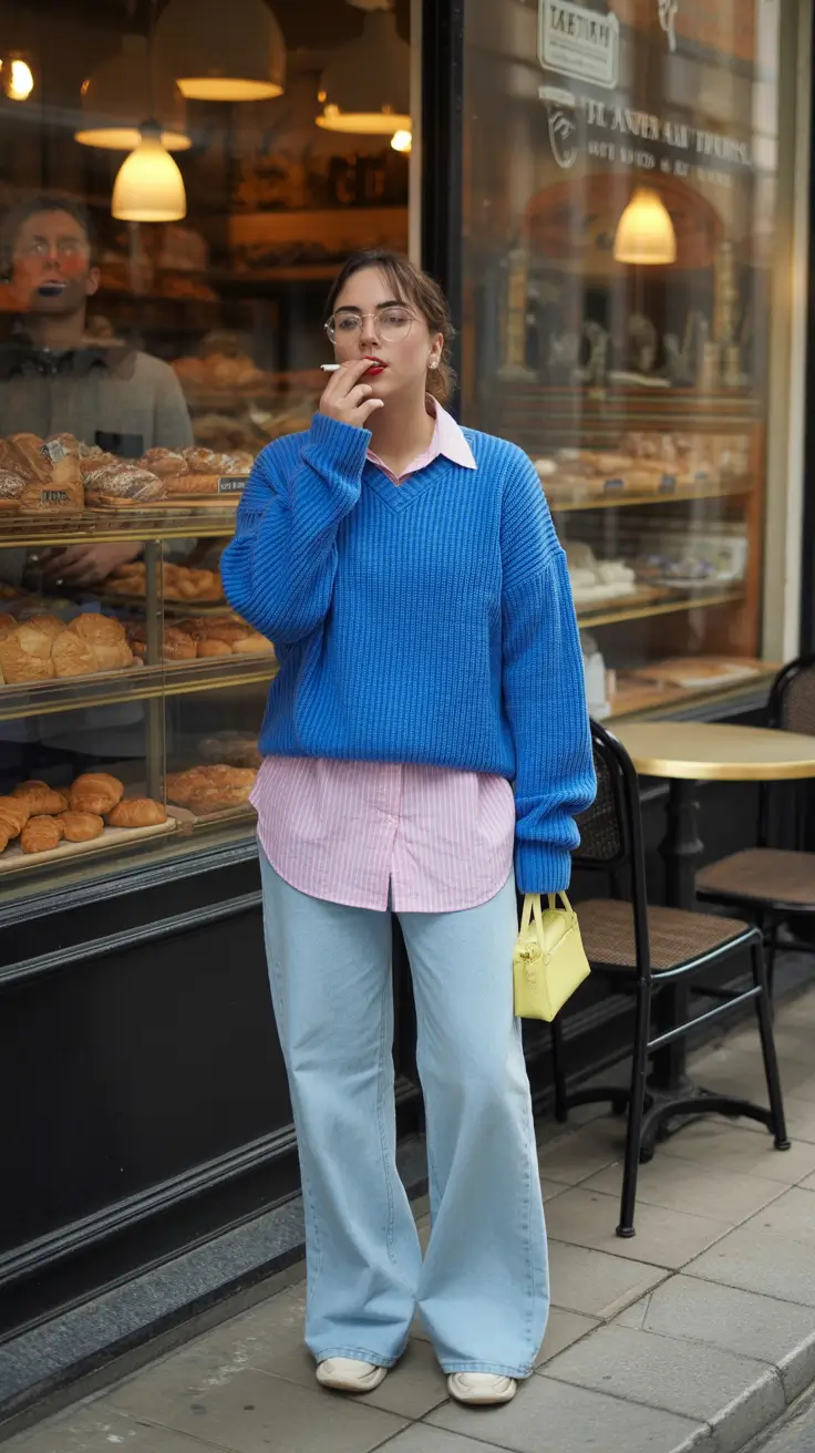 cute warm spring outfits 2026 Soft Blue Layers for Easygoing Spring Mornings