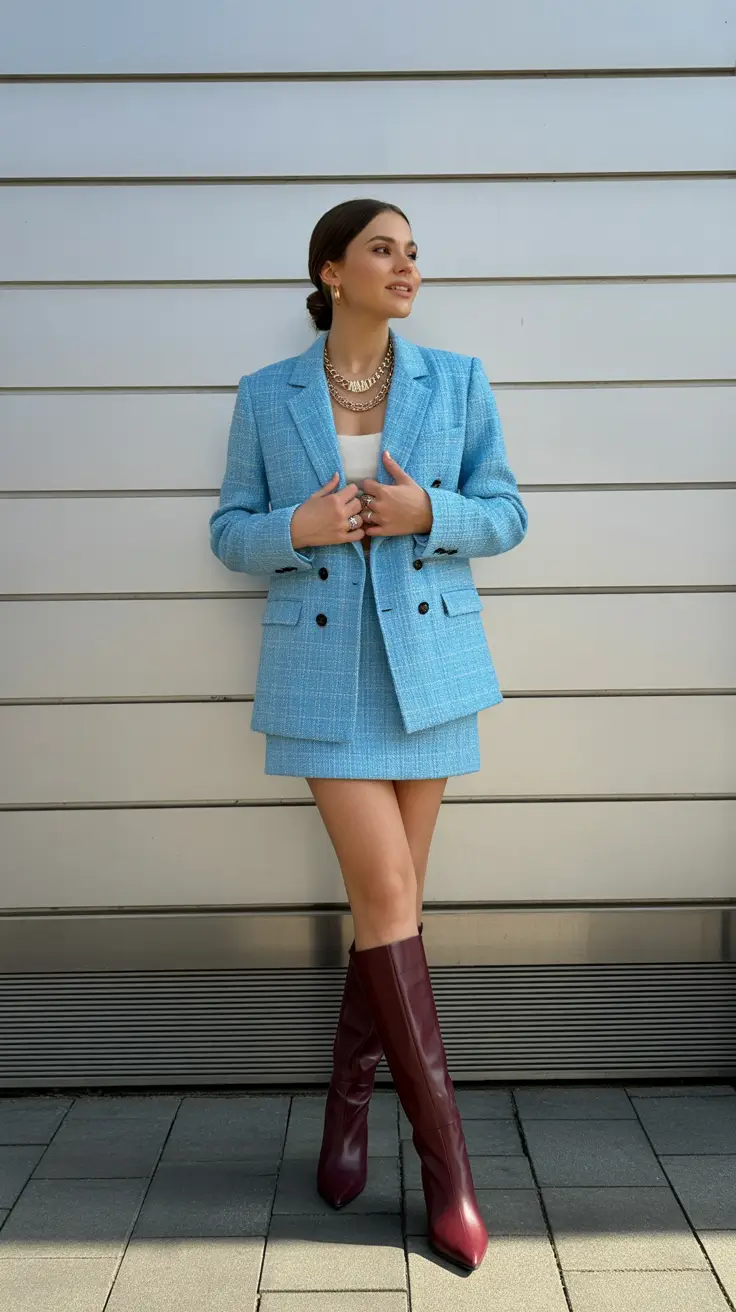 cute warm spring outfits 2026 Light Blue Tailoring With a Modern Twist