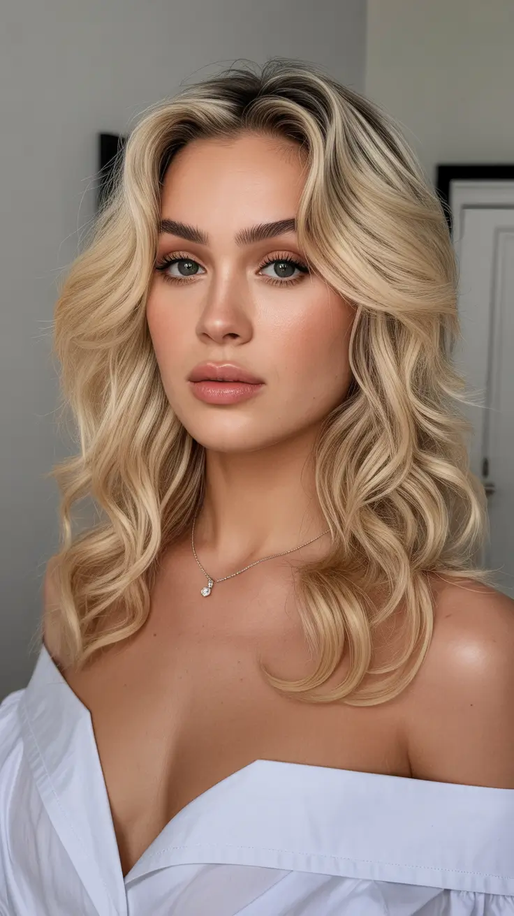february haircuts Candlelit Blonde Volume with Soft Sculpted Movement