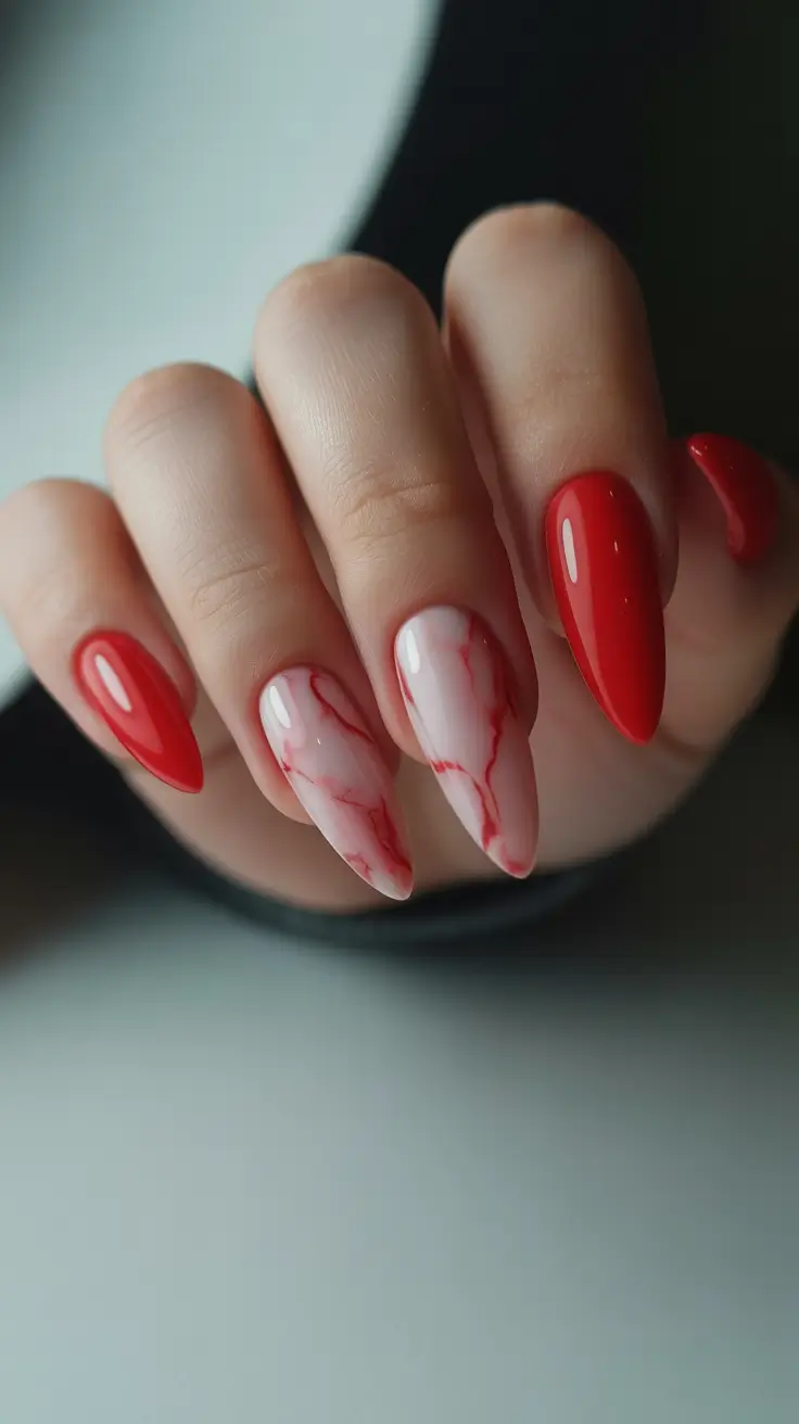 February-nails-designs-2026-Crimson-Marble-Accents-on-Almond-Silhouettes