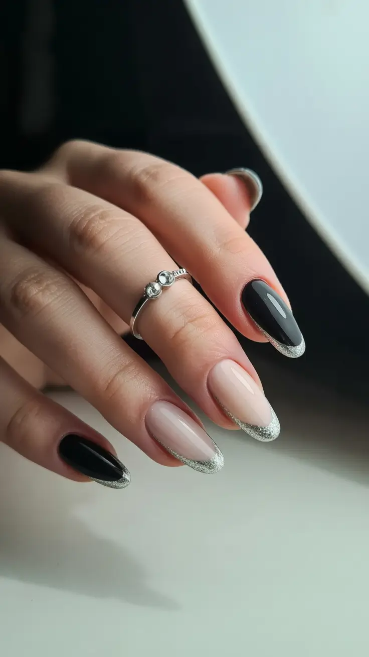 February-nails-designs-2026-Frost-Tipped-Elegance-in-Black-and-Nude