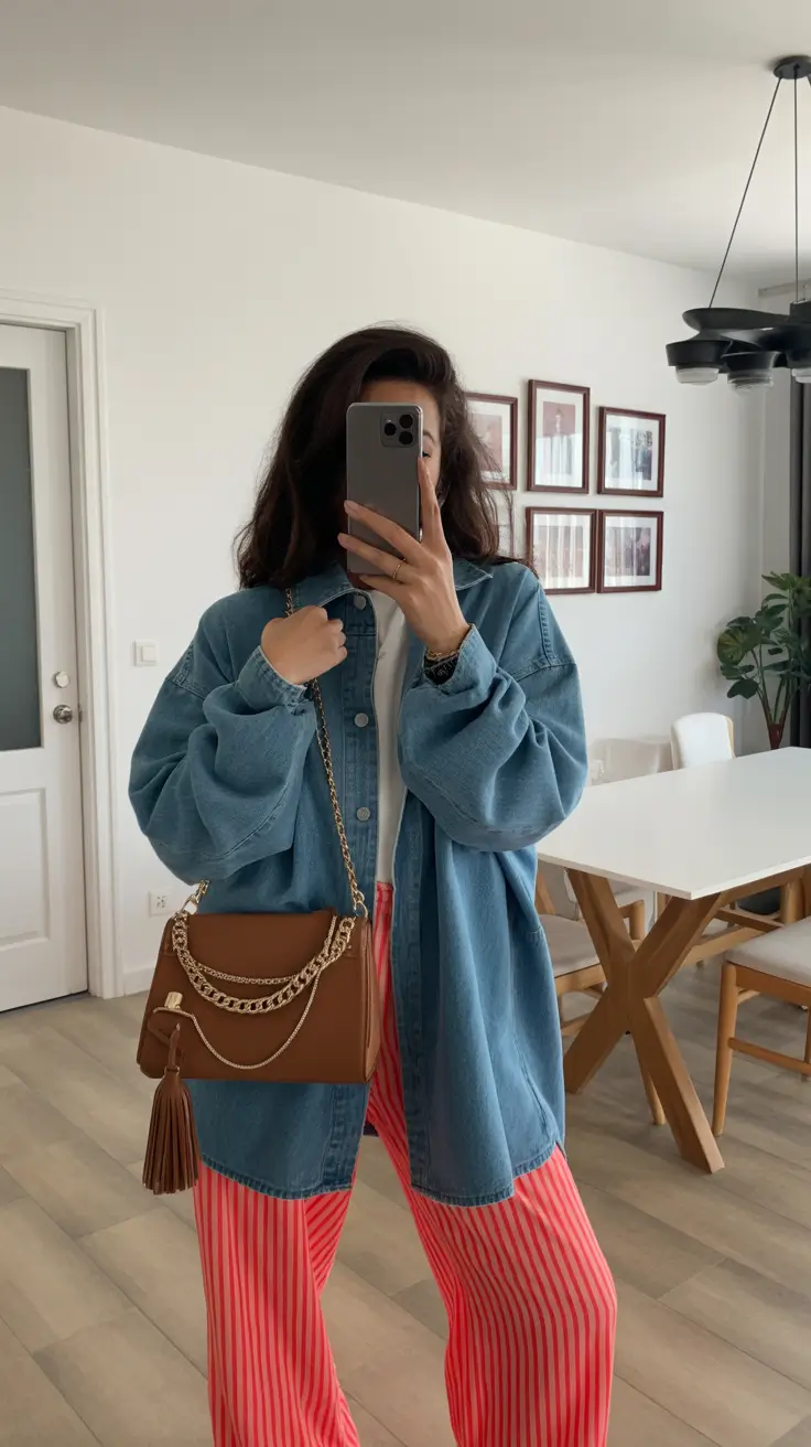 every day spring outfits 2026 - Oversized Denim with Bright Spring Pops
