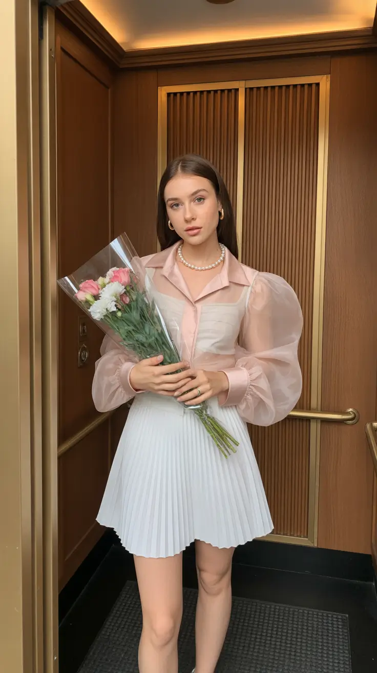 spring birthday outfit 2026 Soft Pink Romance With Pleated Spring Freshness