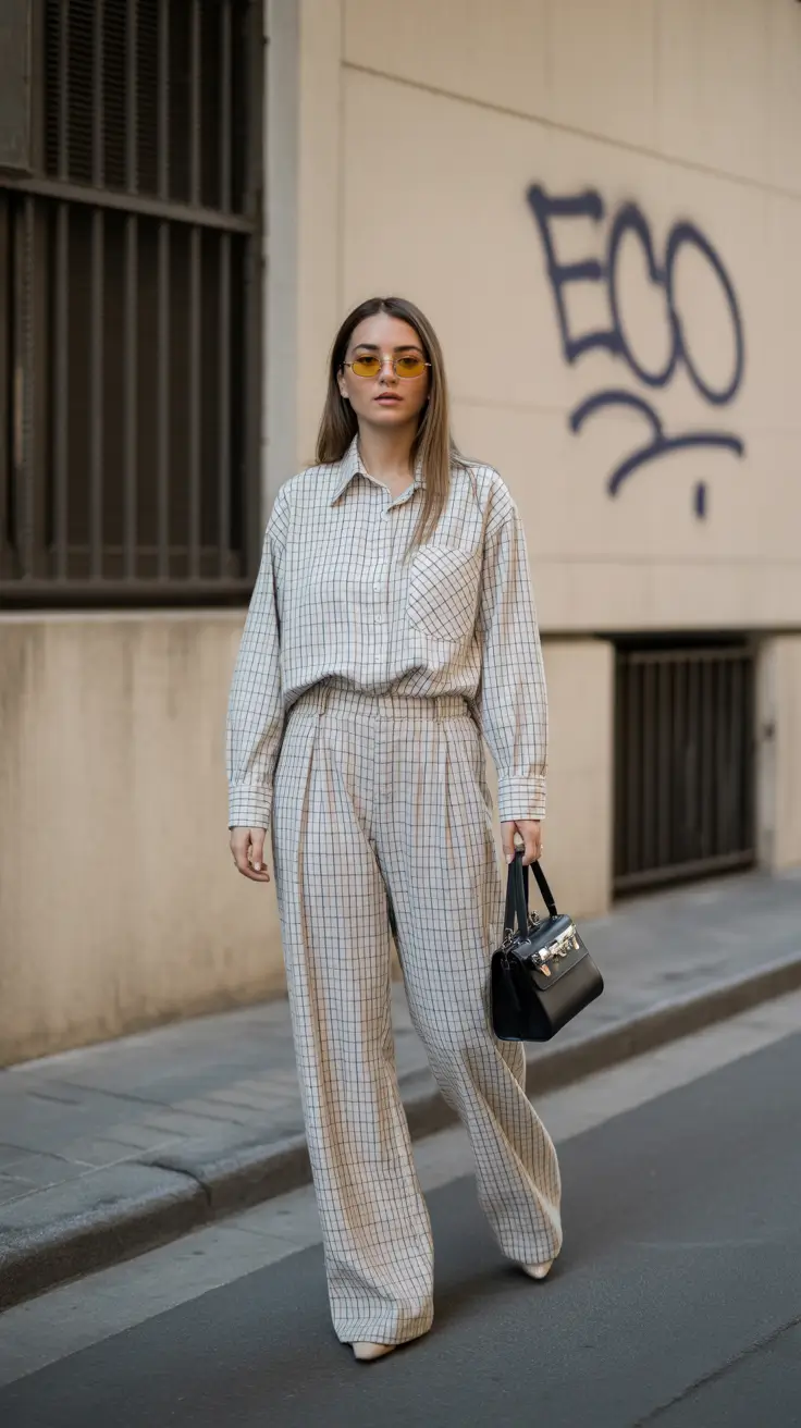 spring fashion outfits 2026 women Soft Grid Monochrome with Clean Minimal Energy