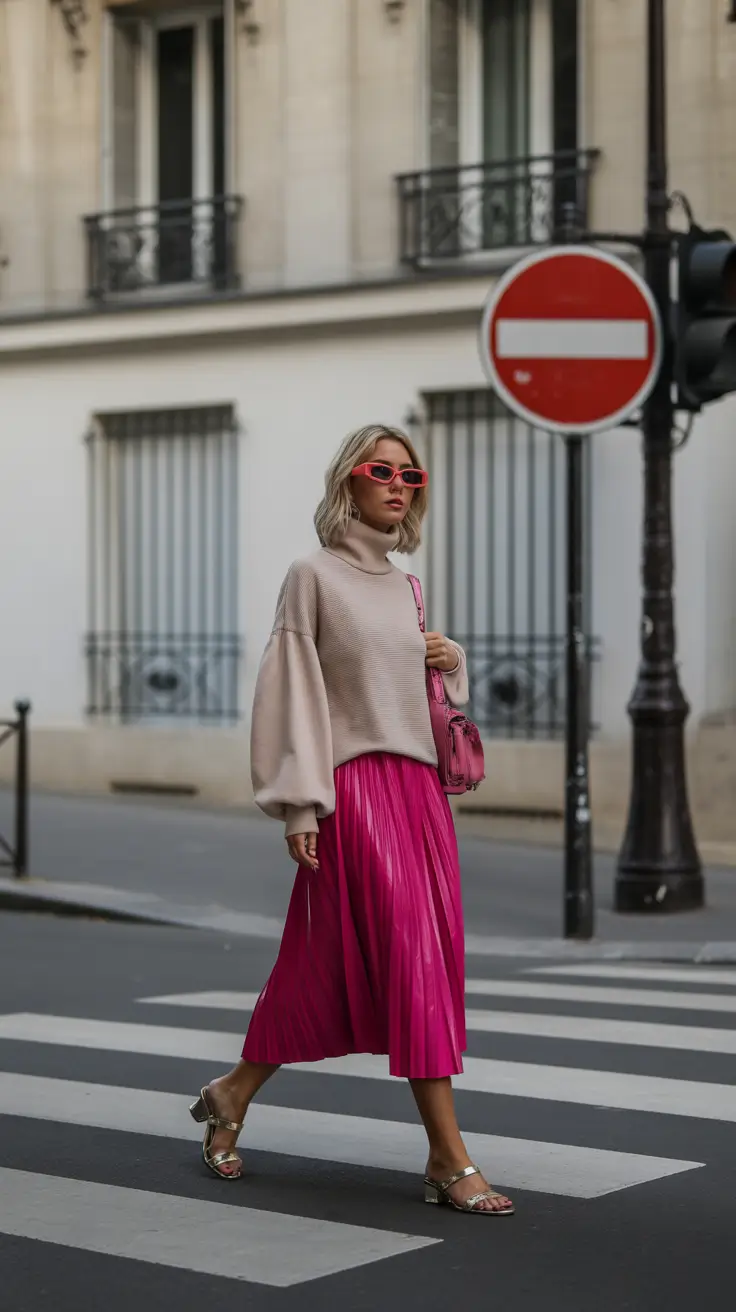 spring fashion outfits 2026 women Soft Neutrals with a Bright Spring Skirt