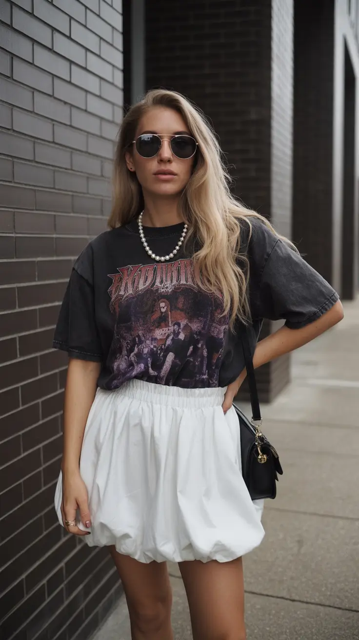 popular spring skirt outfits 2026 Edgy Graphics and Cloud-Soft Skirts for Urban Spring Energy