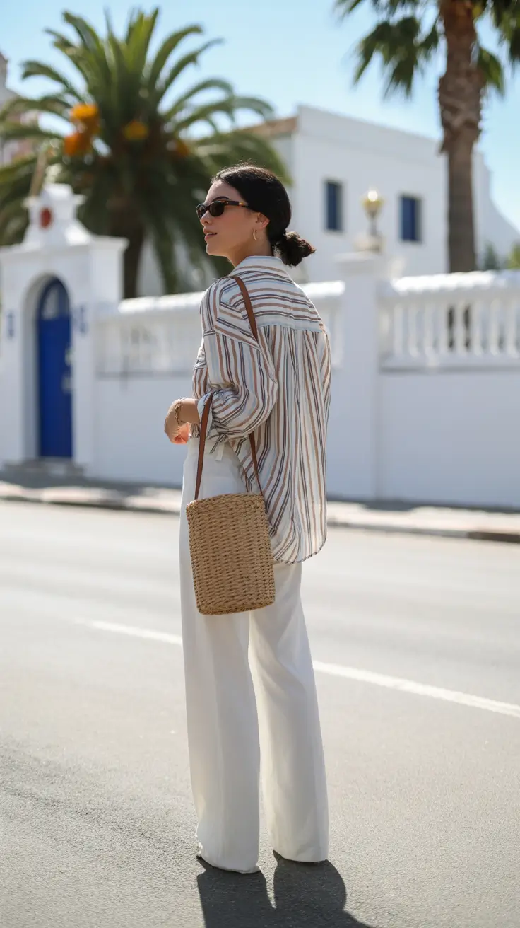 spring vacation outfits 2026 - Soft Stripes and Linen Whites for European Coastal Walks