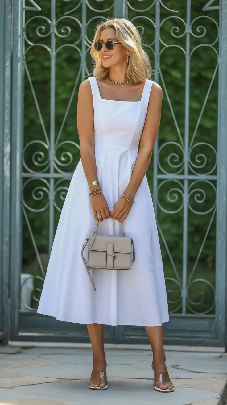 spring vacation outfits 2026 - Classic White Midi Dress for European Spring Wanderings