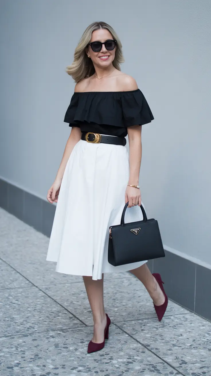 spring vacation outfits 2026 - Black-and-White Contrast for Chic City Evenings