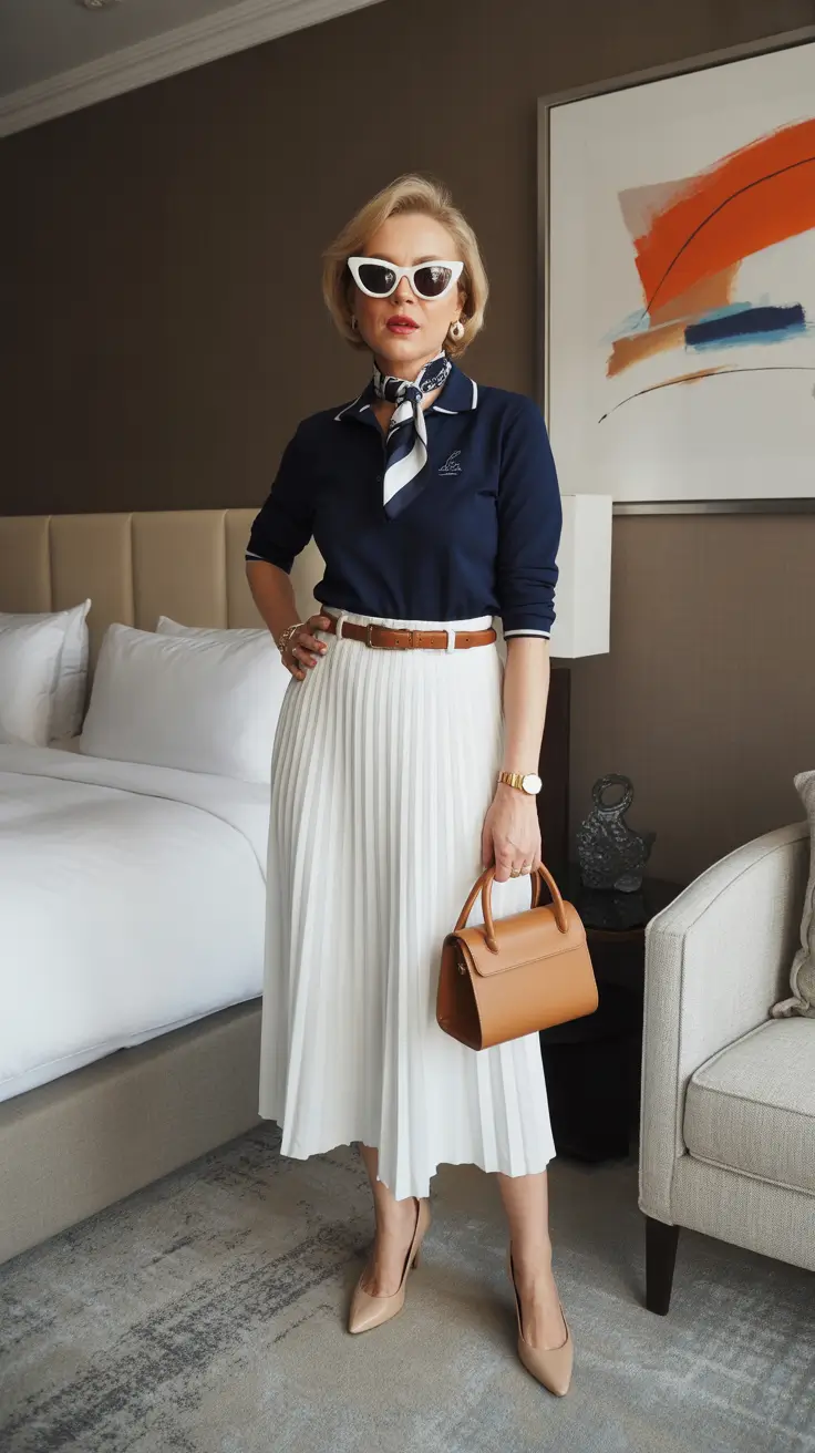 Top spring dressing over 50 2026 Classic Navy and Pleats With a Modern Twist