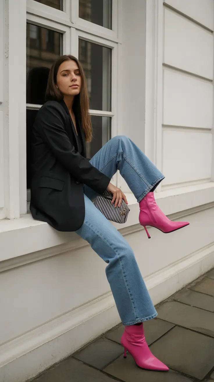 top spring going out outfits 2026 - Pink Boots and a Blazer for a Fresh Spring Night