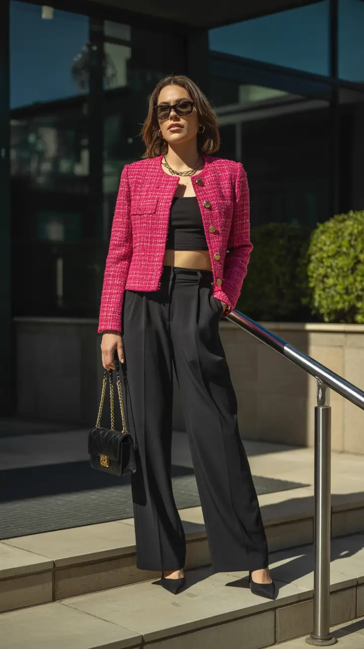 top spring going out outfits 2026 - Hot Pink Tweed for Elevated Spring Nights