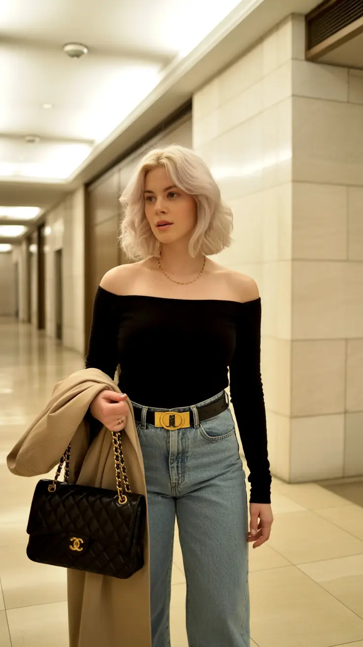 top spring going out outfits 2026 - Off-The-Shoulder Ease with Classic Denim