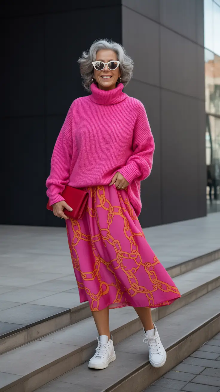 spring-outfits-for-women-over-60-2026 Bold Color Play with Sporty Comfort