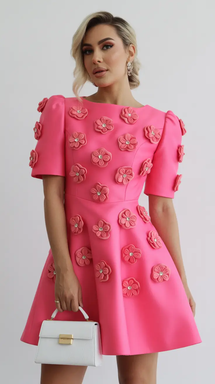 trendy spring preppy outfits 2026 Bold Blossoms and Bubblegum Charm