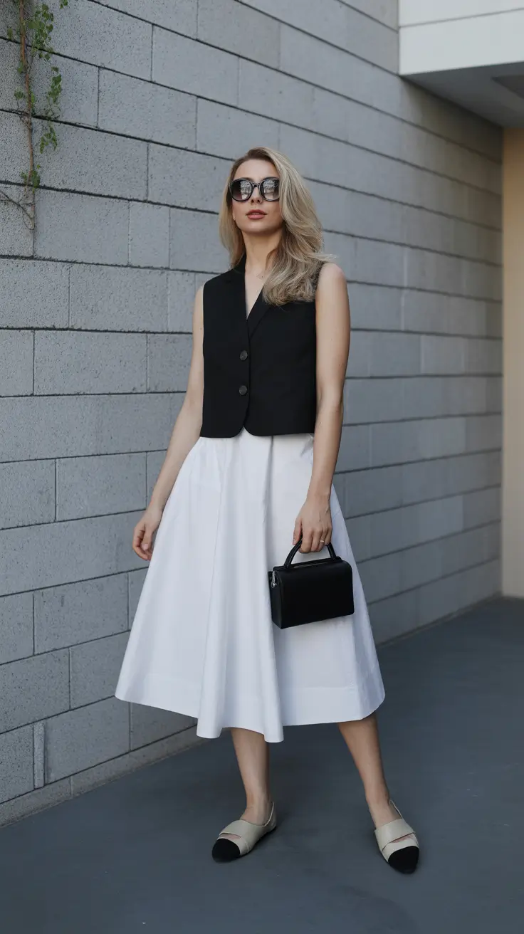 trendy spring preppy outfits 2026 Monochrome Minimalism With Preppy Precision