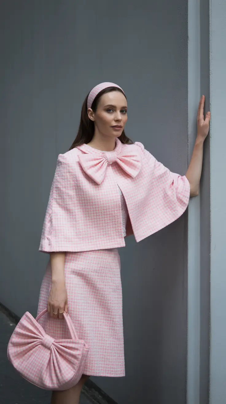 trendy spring preppy outfits 2026 Sweet Pink Tweed With a Storybook Silhouette