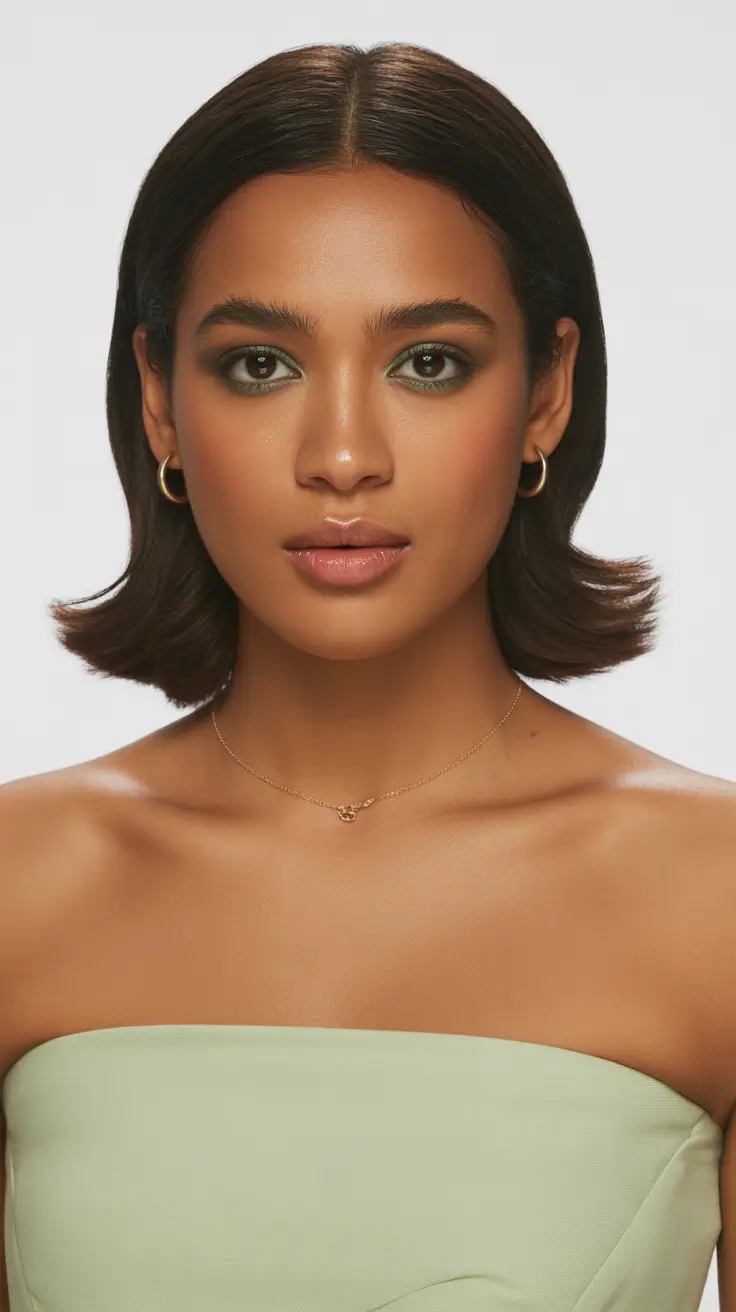 bold spring hair color for tan skin 2026 Soft Chestnut Contour Bob