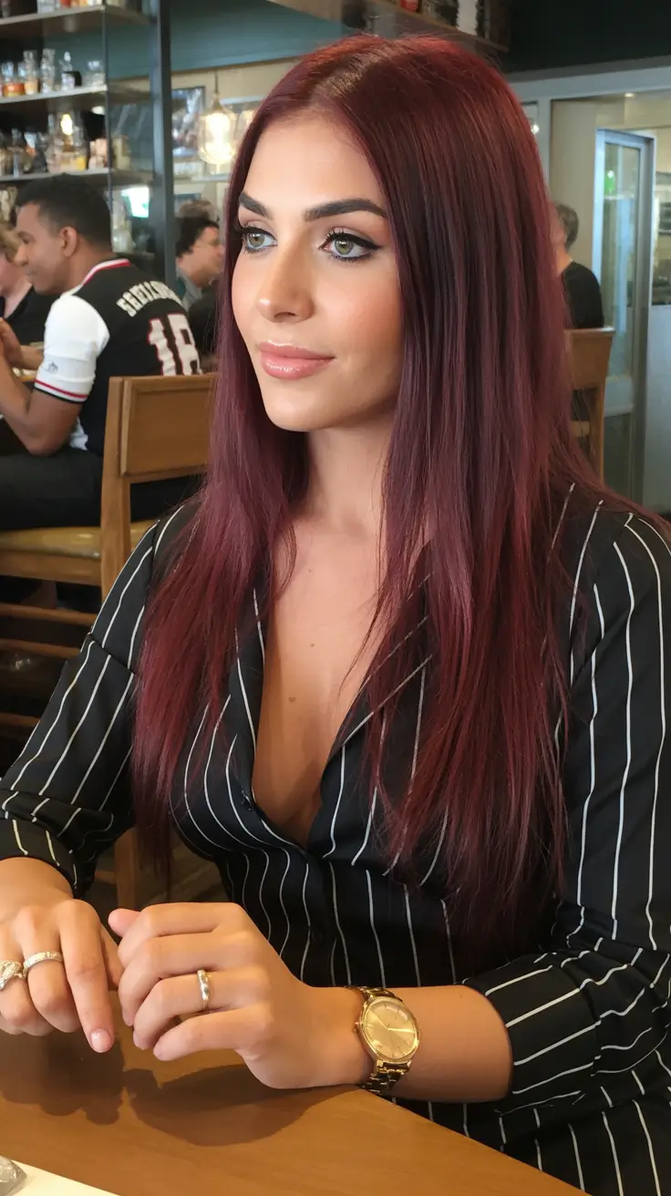 bold spring hair color for tan skin 2026 Vivid Cherry Auburn Lengths