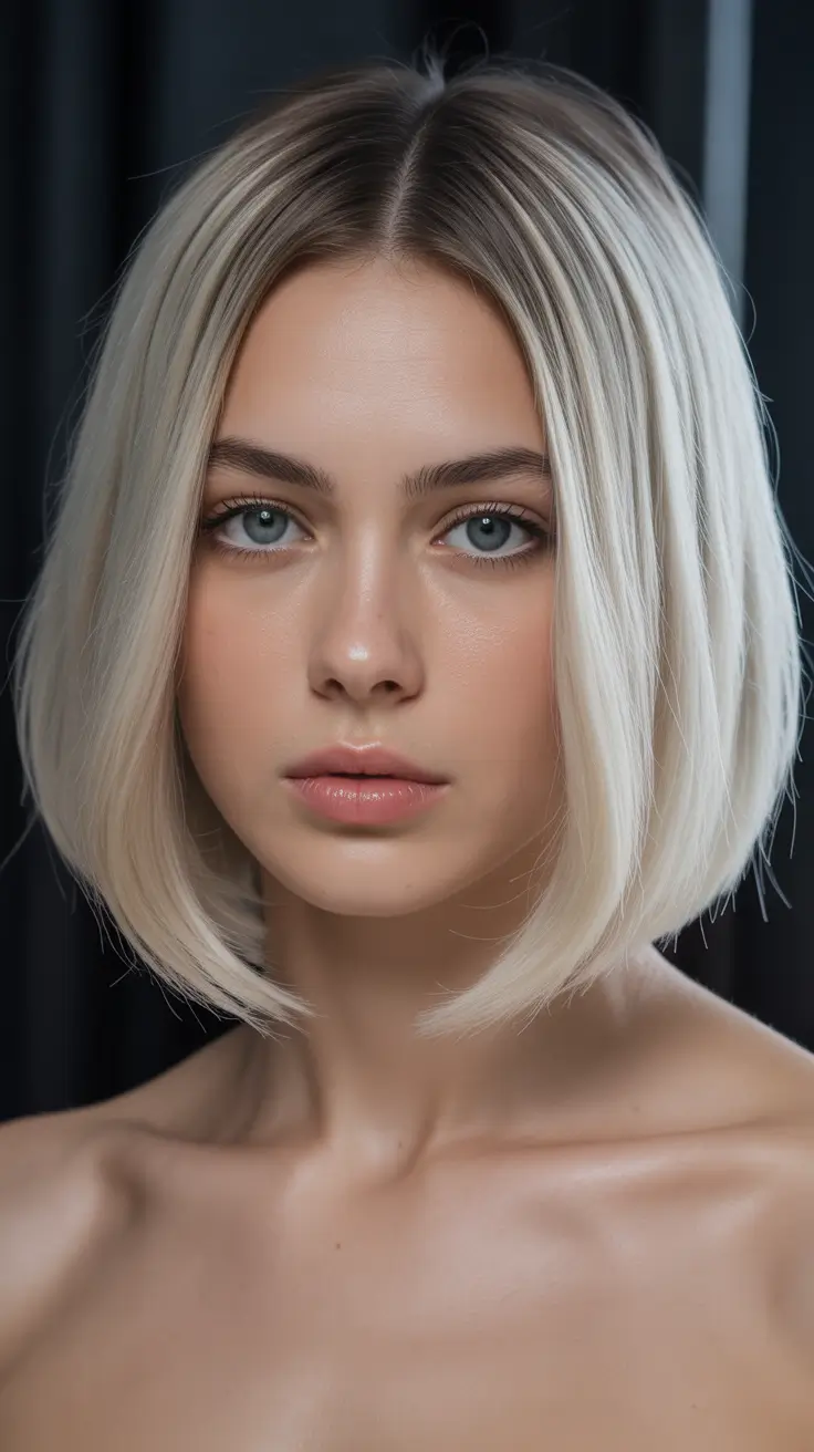 chic spring hair color for light skin 2026 Porcelain Blonde Precision Bob