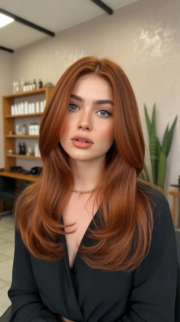 chic spring hair color for light skin 2026 Warm Apricot Copper Flow