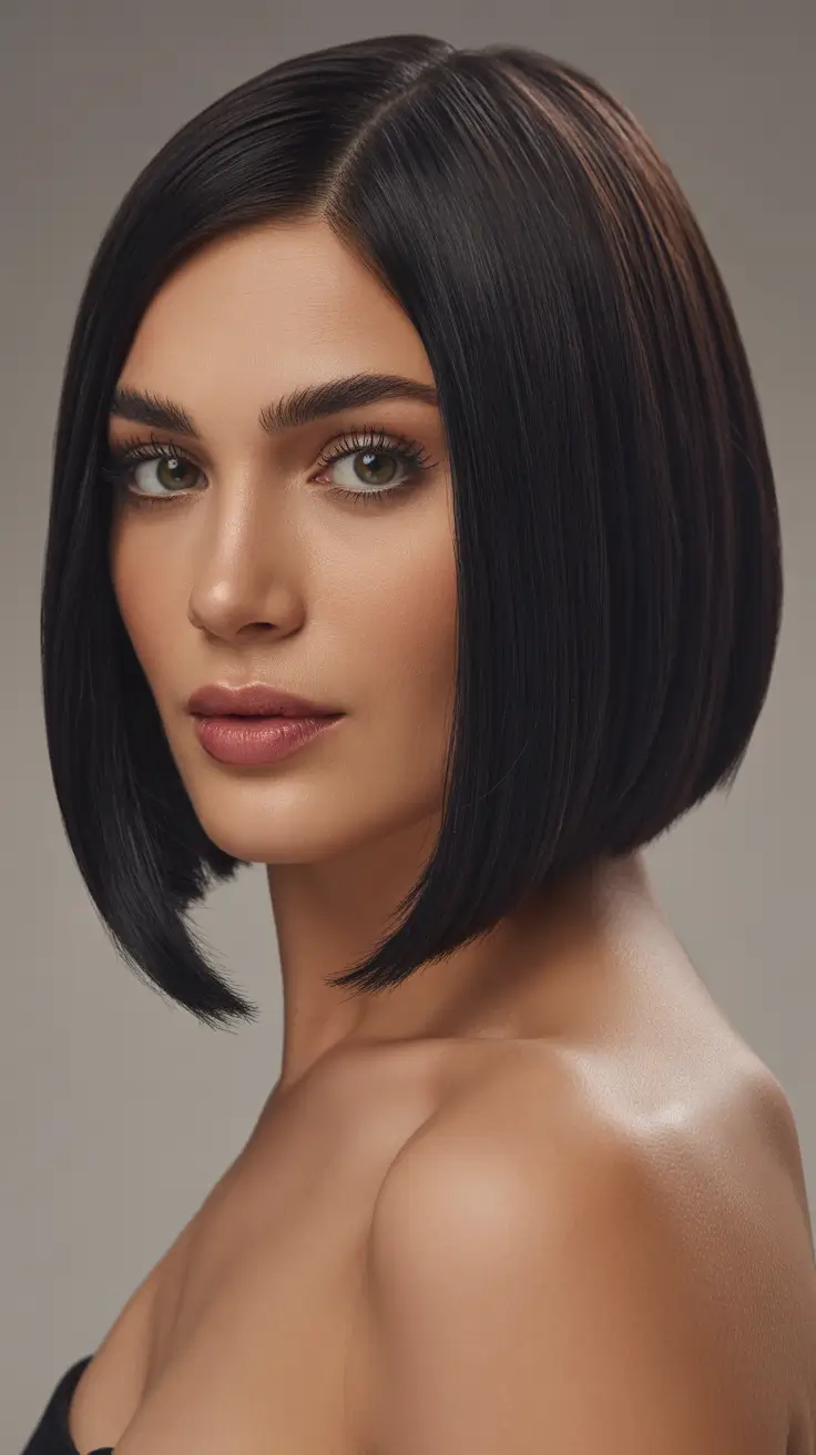 chic spring hair color for light skin 2026 Glass Black Precision Cut