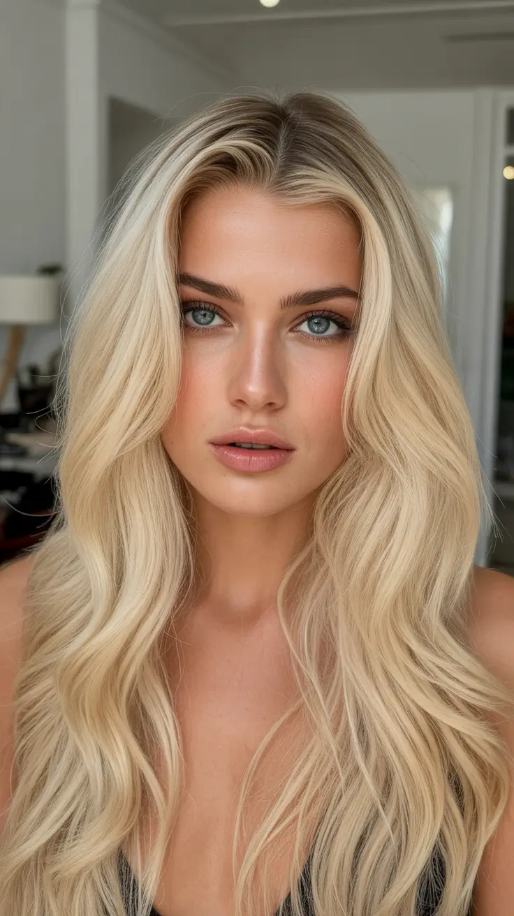 chic spring hair color for light skin 2026 Creamy Nordic Blonde with Seamless Dimension