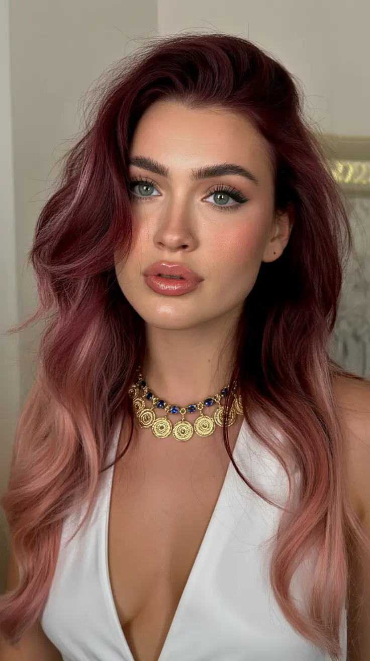 chic spring hair color for light skin 2026 Rosewood Melt with Dusty Pink Ends