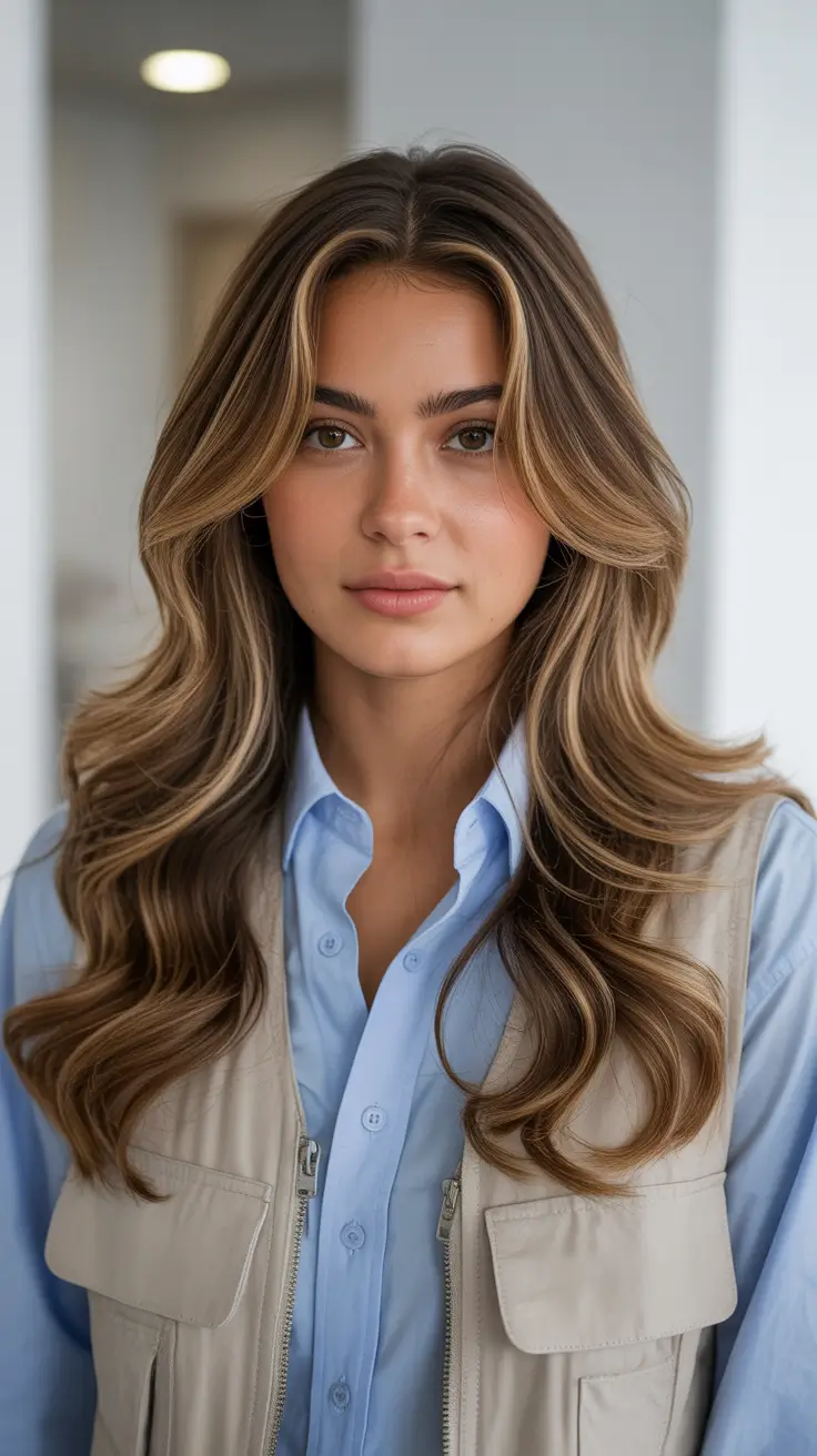 spring hair color trends 2026 Light Caramel Face-Framing Layers with Soft Spring Dimension