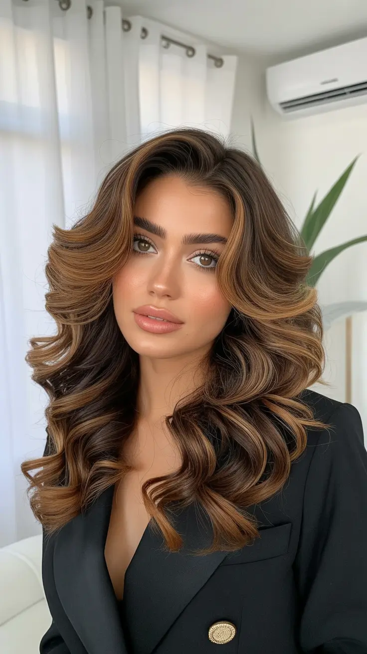 spring hair trends 2026 Deep Brunette Glam Waves