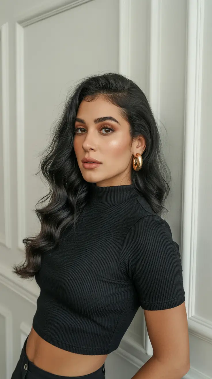 spring hair trends 2026 Classic Jet-Black Soft Waves