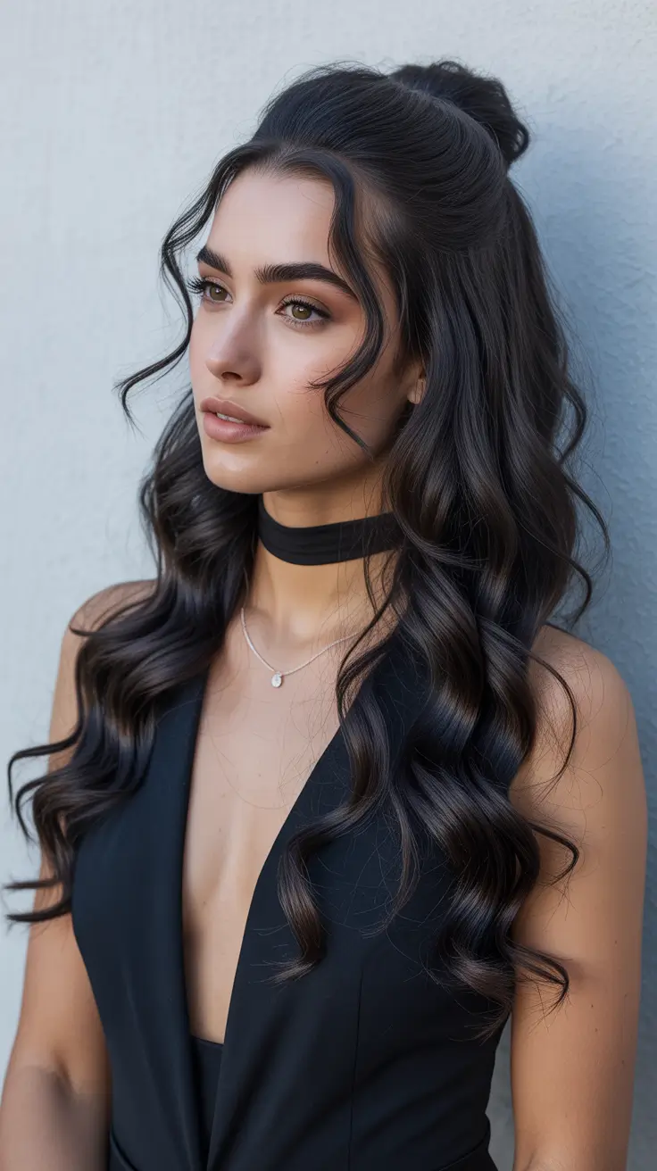 chic spring half up half down hairstyle 2026 Soft Romantic Volume with Face-Framing Tendrils