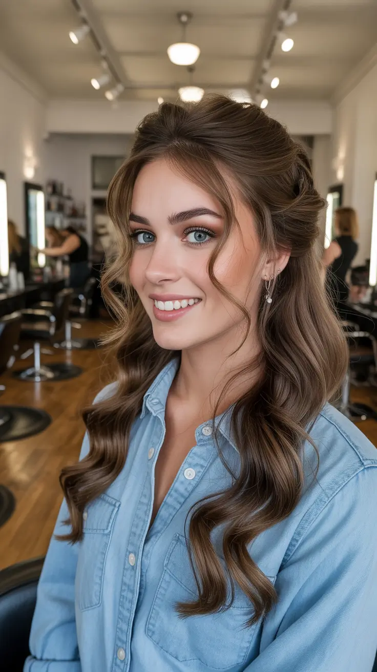 chic spring half up half down hairstyle 2026 Soft Twisted Half-Up with Romantic Waves