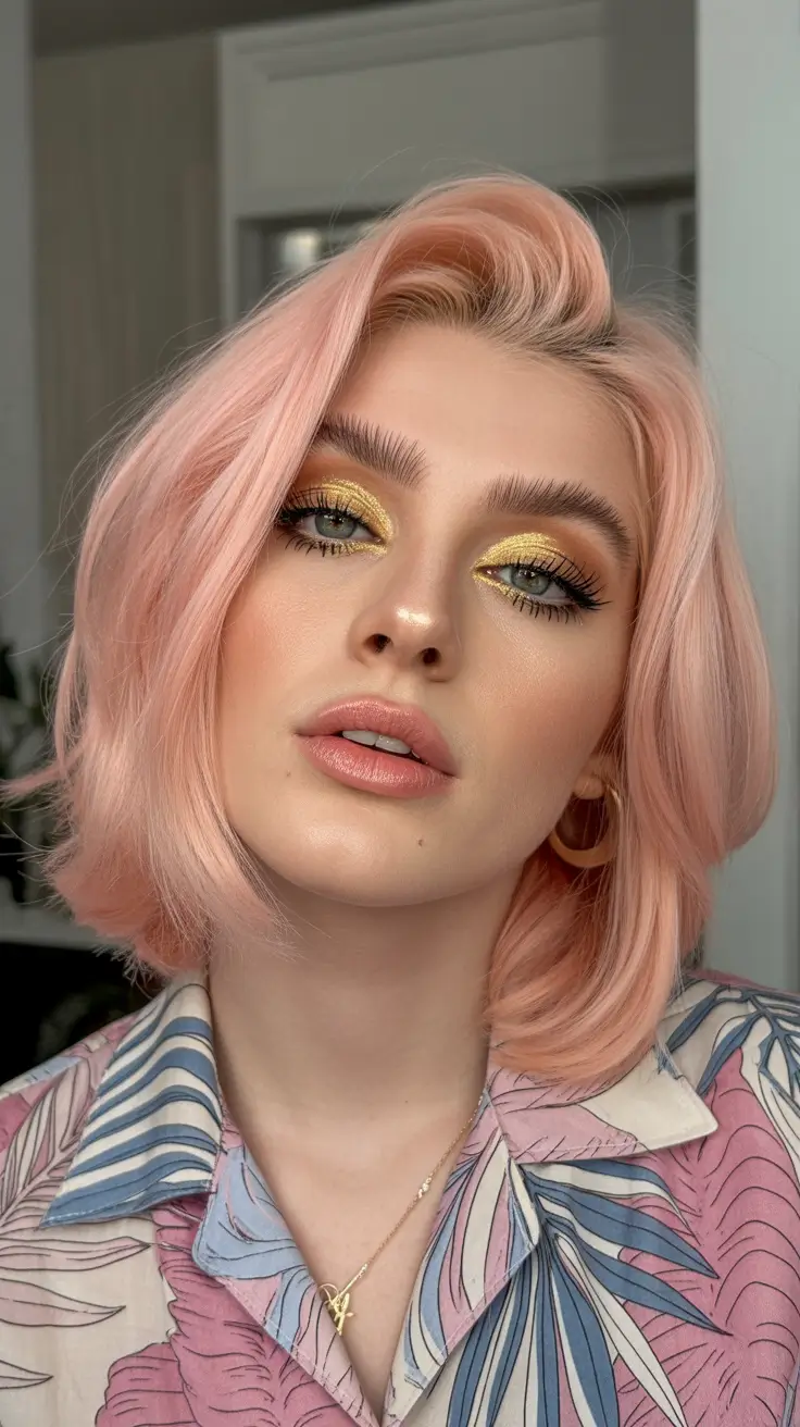 cute spring haircuts for heart face shape 2026 Romantic Short Bob with Pastel Softness