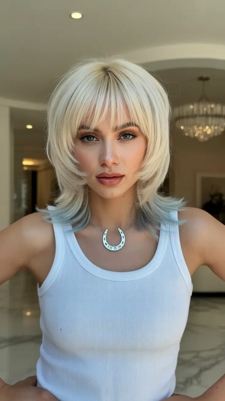 cute spring haircuts for heart face shape 2026 Soft Platinum Shag with Airy Movement