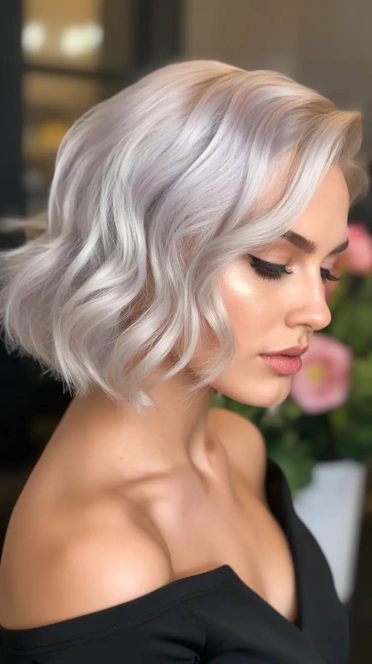cute spring long bob haircut ideas 2026 Silvery Wavy Long Bob With Soft Dimension