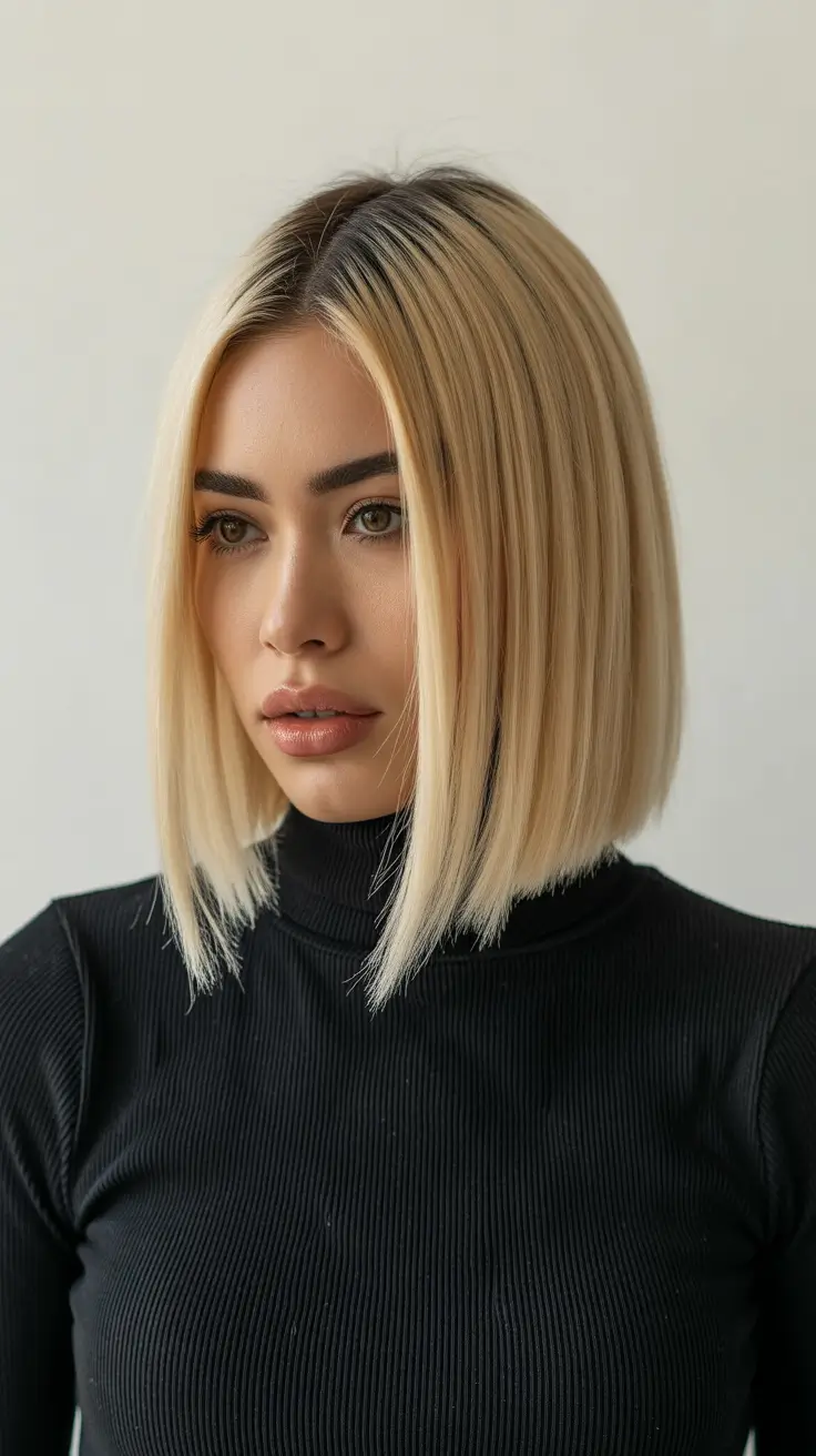 cute spring long bob haircut ideas 2026 Classic Blonde Long Bob With Clean Lines