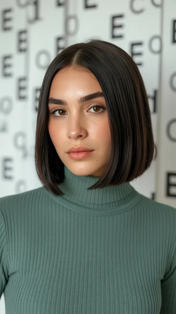 cute spring long bob haircut ideas 2026 Minimalist Brunette Long Bob With Center Part
