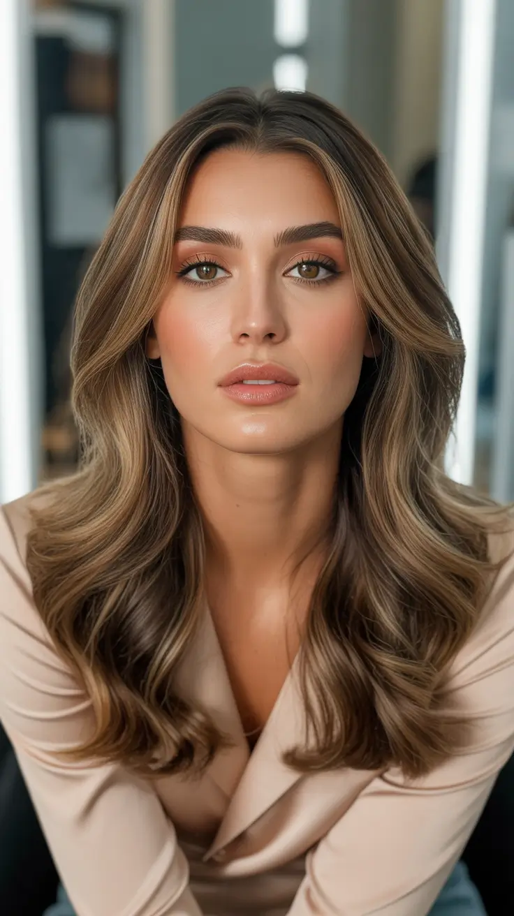 cute spring mom haircut ideas 2026 Soft Layered Mid Length With Center Part