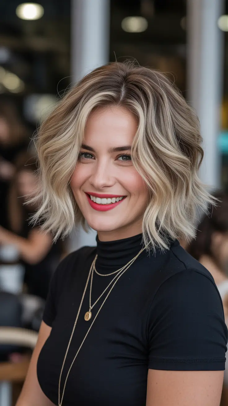 cute spring mom haircut ideas 2026 Textured Short Bob With Lived-In Waves