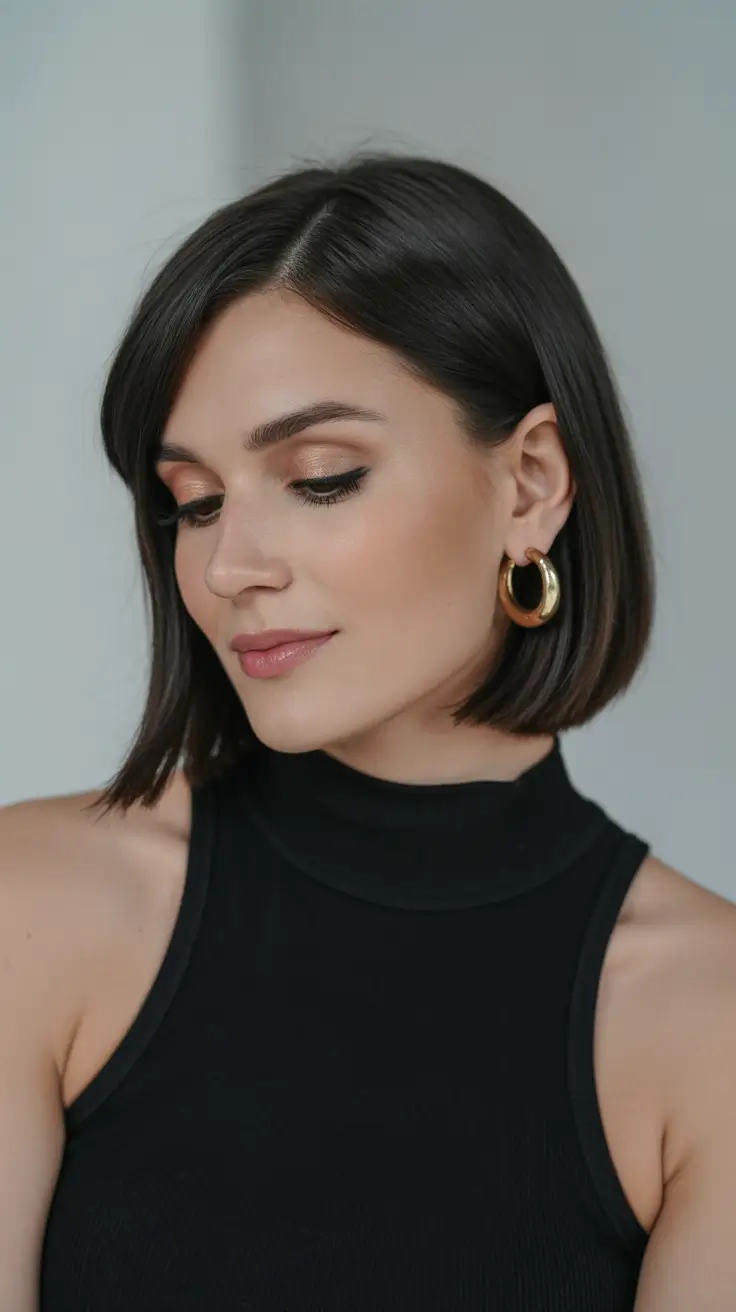 cute spring mom haircut ideas 2026 Chic Short Bob With Clean Side Part