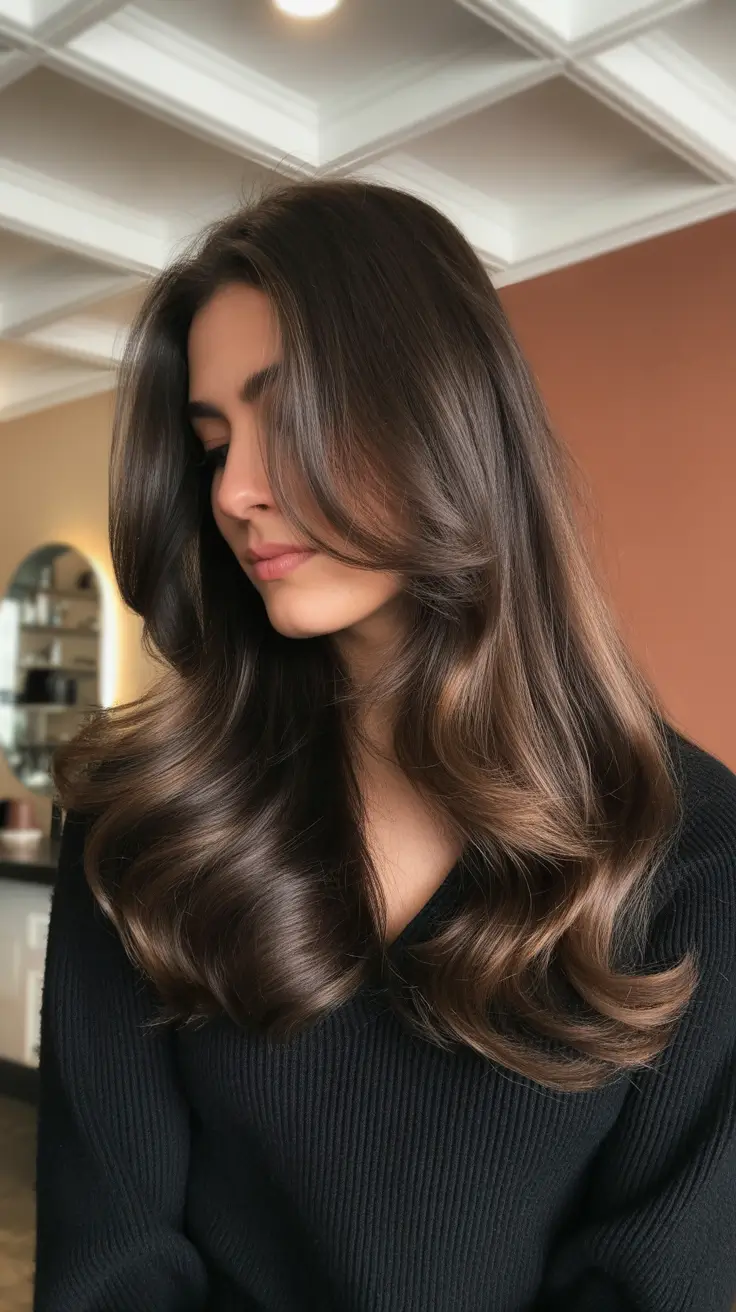 dark spring brunette hair color 2026 - Springlit Layers with Soft Caramel Melt