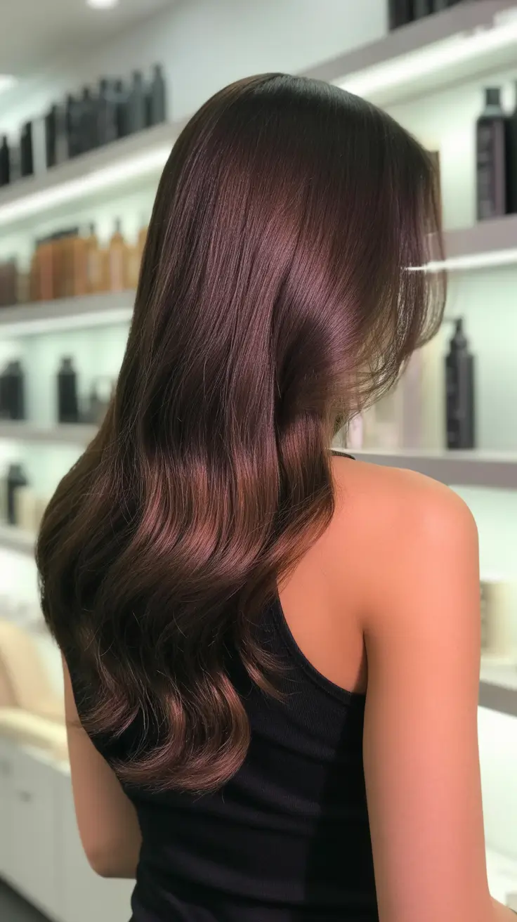 dark spring brunette hair color 2026 - Chocolate Melt Waves with Subtle Warm Dimension