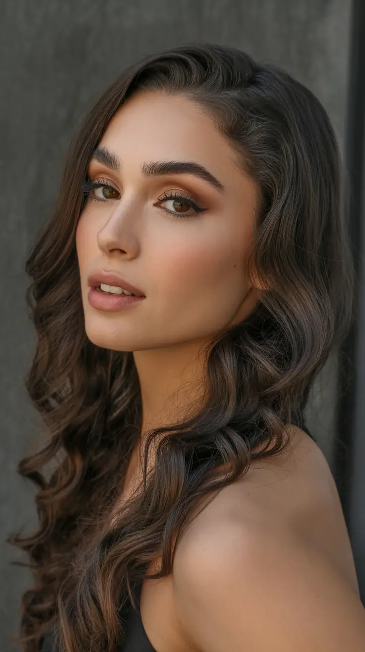 dark spring brunette hair color 2026 - Soft Sculpted Curls in Deep Spring Brunette