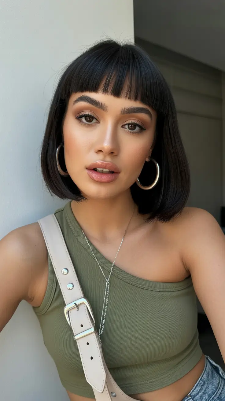 elegant spring bob haircut 2026 Rounded Brunette Bob With Micro Fringe