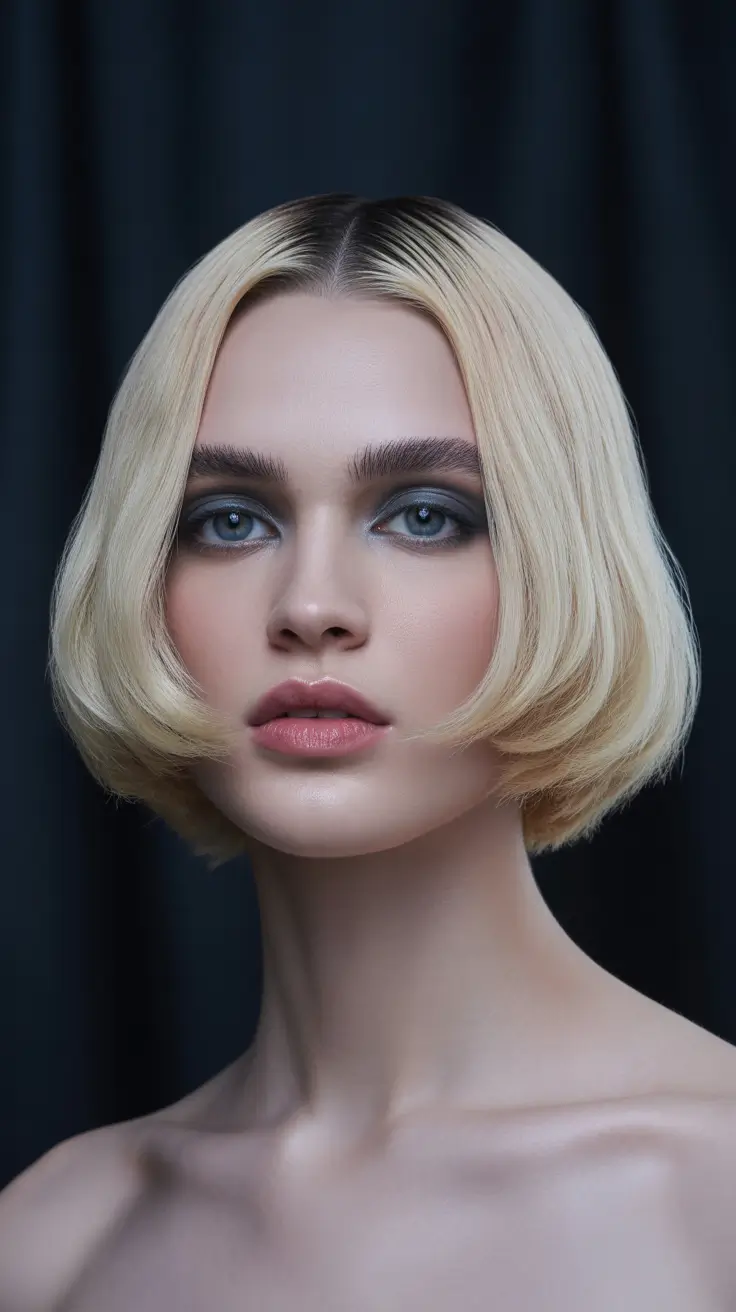 elegant spring bob haircut 2026 Porcelain Blonde Rounded Bob