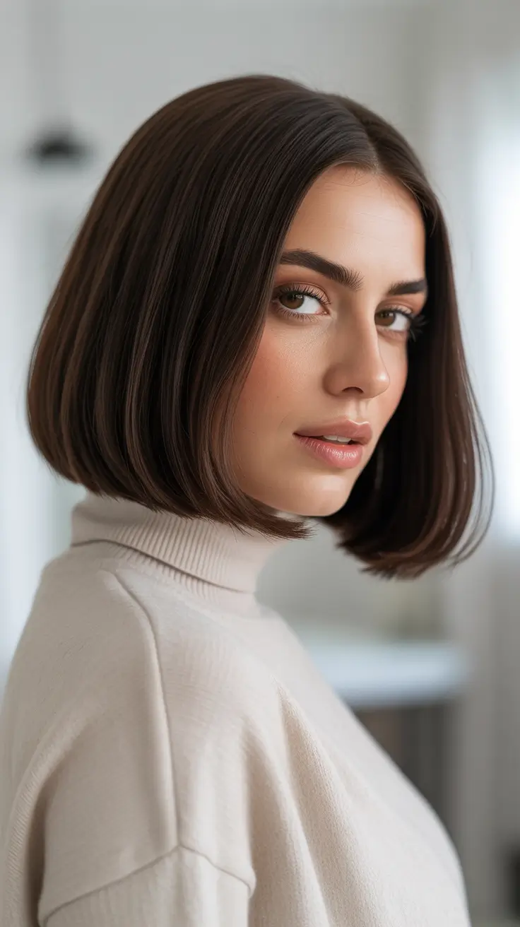 elegant spring bob haircut 2026 Glossy Espresso Precision Bob